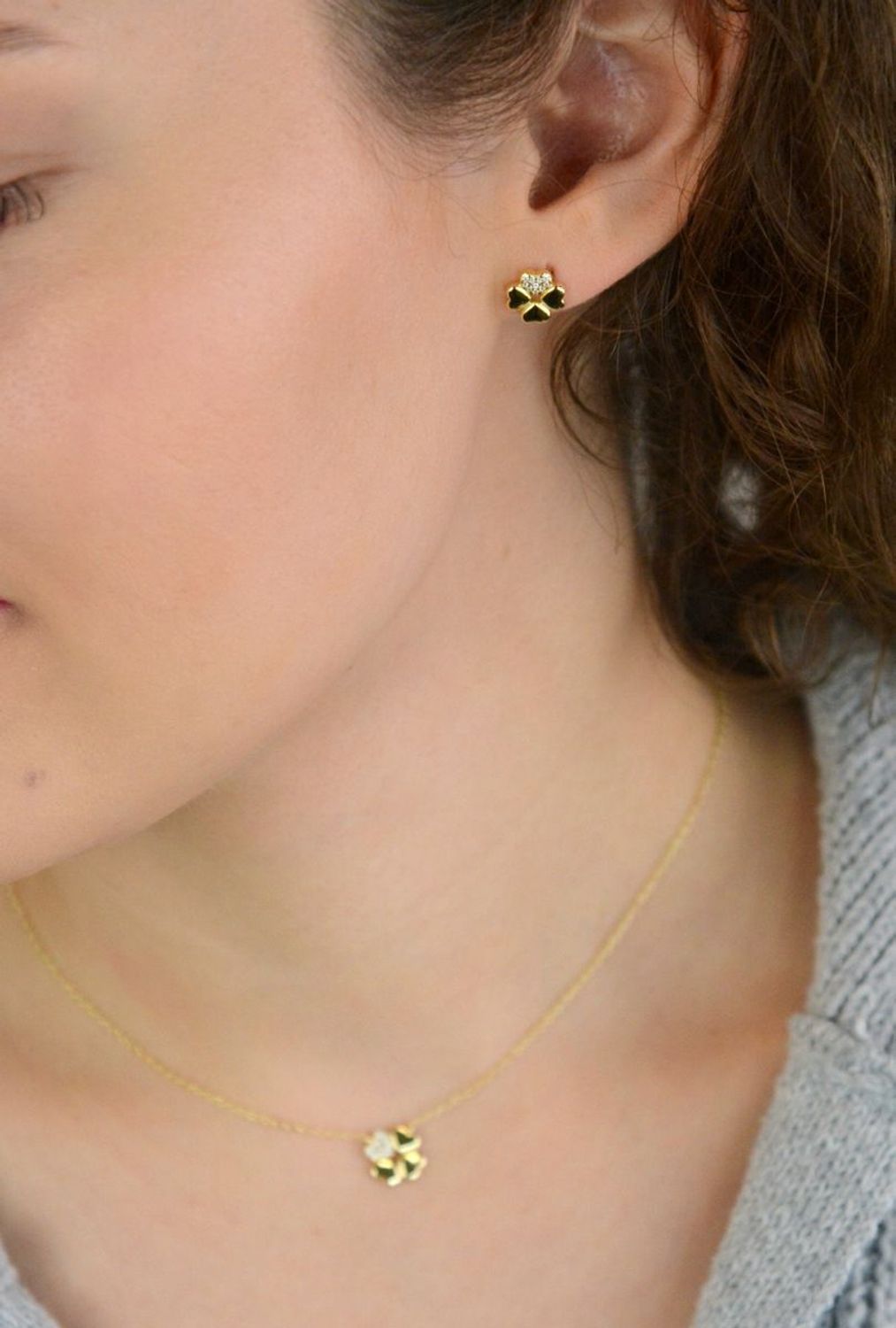 Kolczyki damskie Nomination Italy Petit Sparkle srebrne pozłacane koniczynki 242304 003.jpg